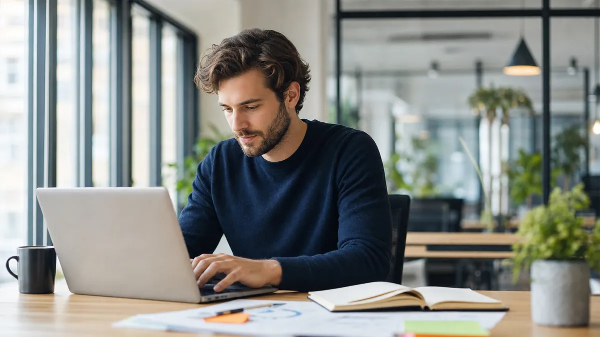 Founder discussing notes with a team around a laptop